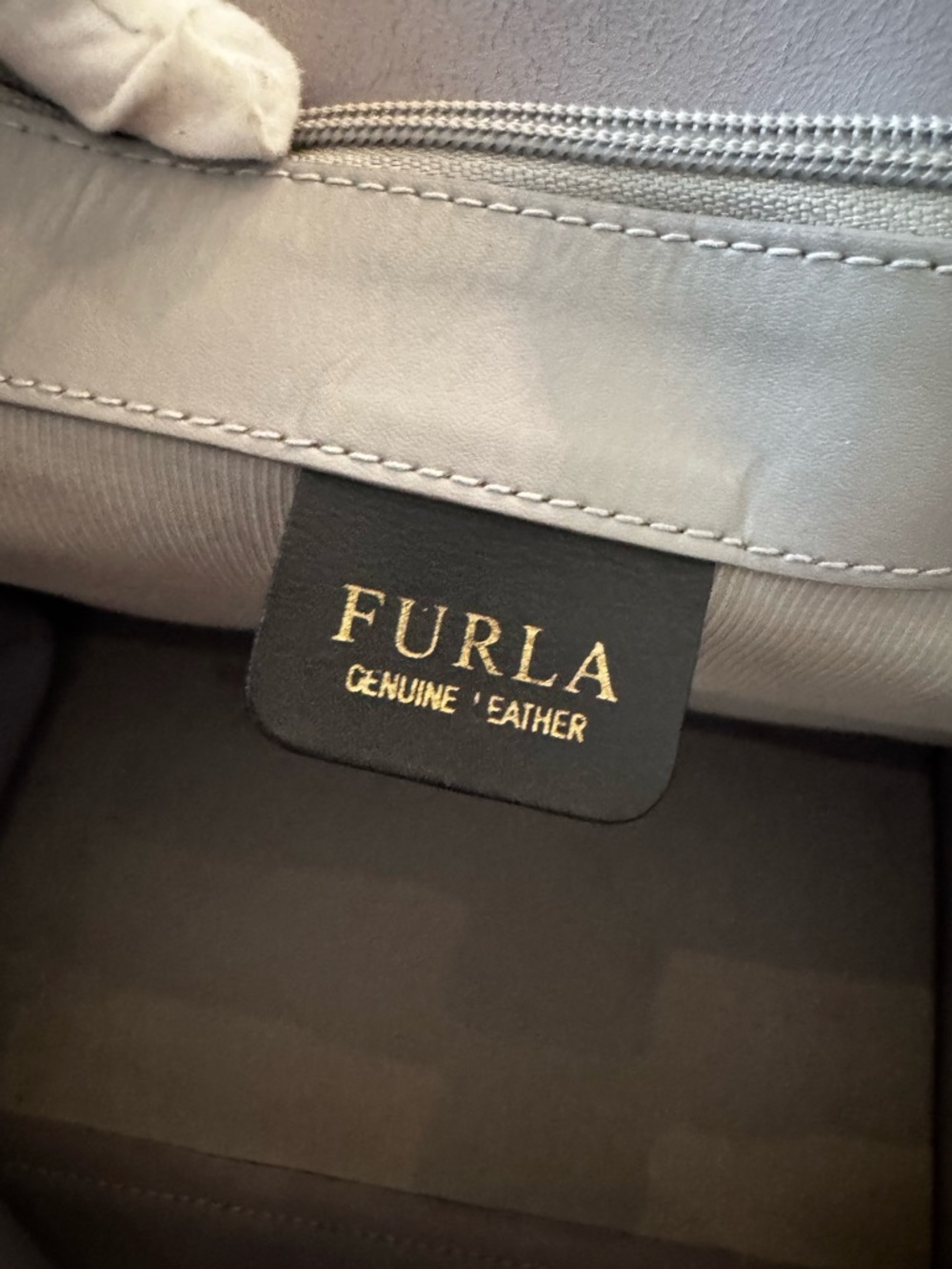 Furla gray Italian leather tote bag gold hardware - Picture 15 of 17